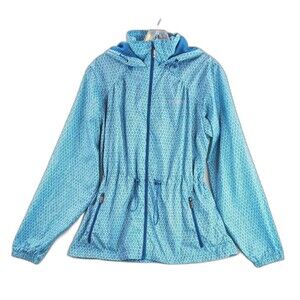 Columbia Women's Jacket Windbreaker Long Sleeve Pockets Hooded Blue Color Size S